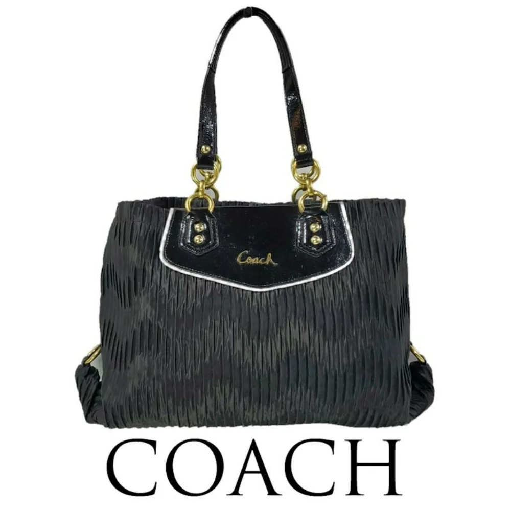 Coach Black Ashley Sateen Carryall Bag - Picture 1 of 11
